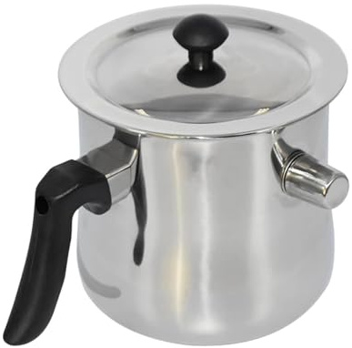 SUIOPPYUW Stainless Steel Wax Melting Pot Double Boiler System Heat-Conductive Handle Nonstick Pouring Spout Candle Making Double Boiler Wax Melting Pot Pitcher, Silver, 17.5x15CM 1.5L