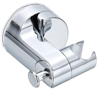 QUARKZMAN Soporte Para Ducha De Ventosa Ajustable Con Gancho Soporte De Pared Redondo Extraíble Sin Taladrar Para Baño Hotel Apartamento Plata