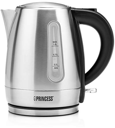 Princess 01.236023.01.001 Bollitore Acciaio Inossidabile, 2200 W, 1 Liters, Black, Acciaio Inossidabile
