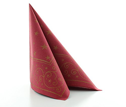 Sovie HORECA Weihnachtsserviette Liam in Bordeaux aus Linclass® Airlaid, Serviette stoffähnlich Wintermotiv, Einwegserviette ideal für Advent & Weihnachten, 40x40cm, 50 Stück