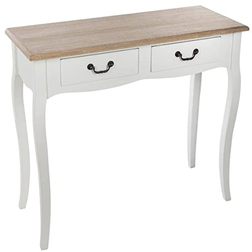 ATMOSPHERA CREATEUR D'INTERIEUR ATM-114515A AC-Déco Konsolentisch mit 2 Schubladen, Chrysa-L, 87 x 34 x 78 cm, Weiß/Holz