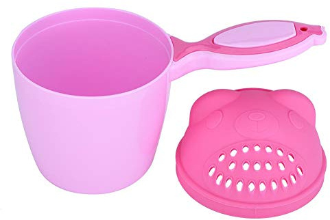 Taza de champú, taza de champú lavado de cabello baño taza de enjuague protector para ojos taza de enjuague para bebés niños 21 * 10.7 * 15cm (Pink)