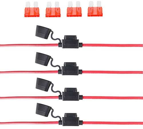 SHENTIAN 4 Stück wasserdicht Sicherungshalter Inline Blade Fuse Holder,Sicherungshalter mit Kappe (10AWG(1-50A))