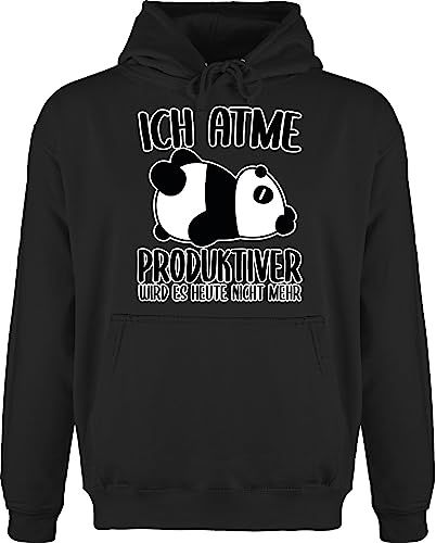 Shirtracer Hoodie Herren Pullover Männer - Sprüche Statement Spruch - Ich atme produktiver Wird es Nicht mehr mit Panda - weiß - 3XL - Schwarz - lustige pullis sprüche+Pullover sprueche atmen