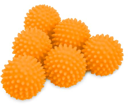 S&T INC. Reusable Dryer Balls, Fabric Softener for Laundry, Orange, 2.5 in, 6 Pack