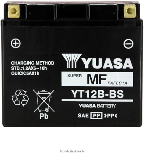 Motorradbatterie Yuasa YT12B-BS - Wartungsfrei - 12 V 10 Ah - Maße: 150 x 70 x 131 mm kompatibel mit DUCATI Monster 750 2000-