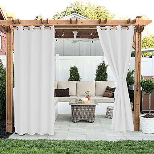 Liveinu Tende da Sole per Esterno Tende Idrorepellenti con Anelli Tenda Oscurante Termica Isolante Tende per Gazebo Tenda Impermeabile 1 Pezzo | 120x150cm(L x A) Bianco