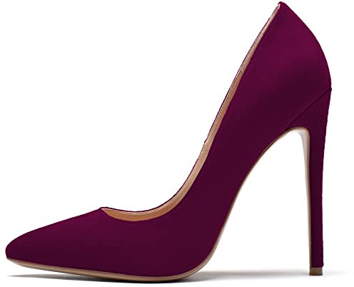 EDEFS Donna Slip-on con Tacco Alto, 12CM Décolleté in Camoscio a Punta, Scarpe Moda da Vestire Ufficio, Camoscio Borgogna Taglia EU39