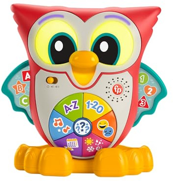 Fisher-Price - BlinkiLinkis Schlaue Eule, Italianische Version, interaktives Lern-Spielzeug mit Musik, Lichtern, Melodien und Sätzen, Babyspielzeug für Kinder ab 18 Monaten, HJN64