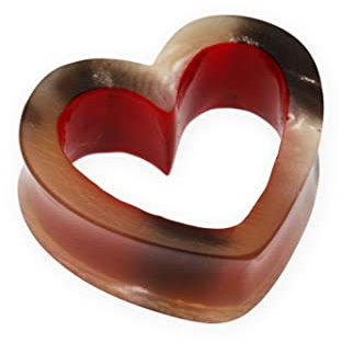 Fly Style Piercing Ohr Tunnel Plug Herz - Ohr Piercings - Herz Form Horn Tunnel, Grösse:16 mm
