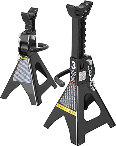 Big RED AT43002ABR Torin Double Locking Steel Jack Stands, 2 Pack, 3 Ton (6,000 lb), Black