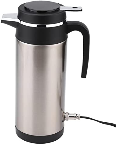 Wakects Elektrischer Wasserkocher für Auto, 12 V, 1000 ml, Edelstahl, Reise-Wasserkocher mit Zigarettenanzünder, tragbarer Reisewasserkocher für heißes Wasser, Kaffee, Tee