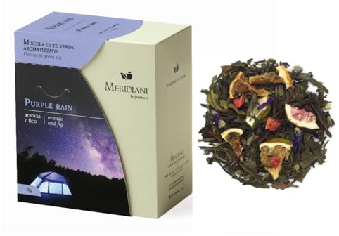Meridiani® | Thé Vert & Thé Blanc à l'Orange et à la Figue | Mélange de thé et de fruits pour infusion | Mélange de thé blanc et vert aromatisé en feuilles mobiles - (70 gr)