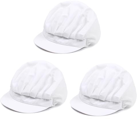 JSKWIKE 3 Pcs Chef Kellner Mesh/Cotton Cap Restaurant Küche Werkstatt Haarnetz Kühlung Wiederverwendbare Bouffant Einstellbare Food Service Haar Hut Schutz Snoods