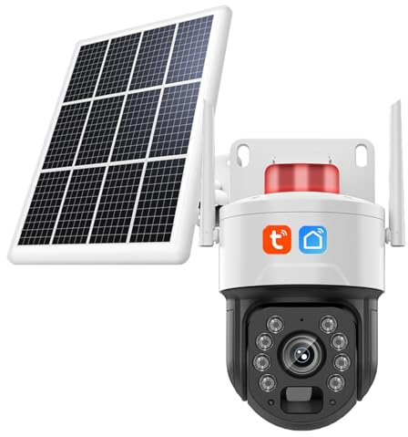 KEYQEEN Cámara Solar Tuya WiFi IP, cámara de Seguridad para el hogar PTZ de visión Nocturna 4K 8MP para Exteriores detección de Movimiento PIR vigilancia de Audio bidireccional,8mp