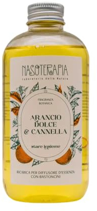 Nasoterapia Ricarica Diffusore Bastoncini Arancio Dolce e Cannella 250ml