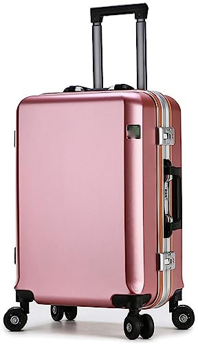 CASEGO Trolley-Koffer mit Aluminiumrahmen, 24 Zoll, großes Fassungsvermögen, Universalrad, PC-Material, kratzfester und verschleißfester Bordkoffer (Rose Gold 24 inch)