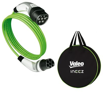 Valeo Ineez - 652104 - Cable de Carga para vehículos eléctricos o híbridos enchufables con Bolsa de Transporte - Tipo 2 a Tipo 2-11 kW - 5 Metros