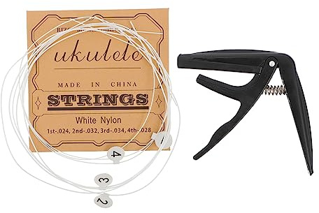 HEMOTON Klassisches Gitarrensaiten Satz mit Schwarzen Nylon Saiten und Praktischem Kapodaster