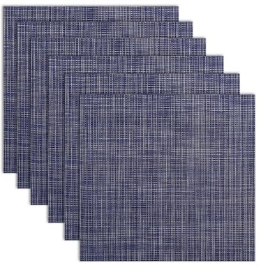 RB RENBERG LISO - Set mit DREI Tischsets - Aus 70% PVC und 30% Polyester - Blaue Tischdecken - Robust, einfach zu waschen und zu verstauen