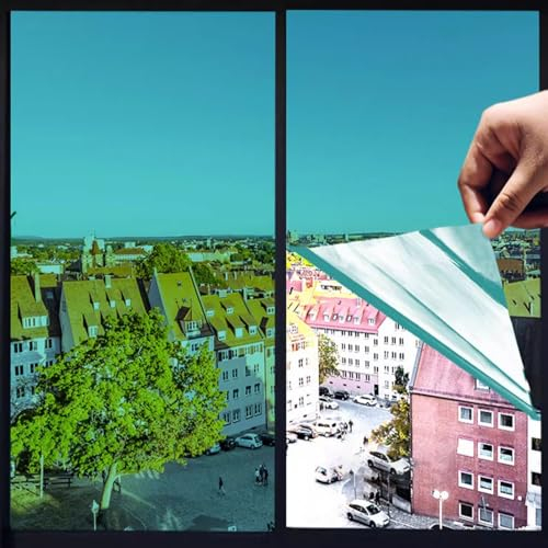 Spiegelfolie Fenster, Sonnenschutzfolie Fenter Innen, 99% UV-Schutz Und Sichtschutz Für Büro Und Haus, Fensterfolie Selbsthaftend Spiegelfolie Sichtschutzfolie Grün (Color : Green, Size : 130x1000cm