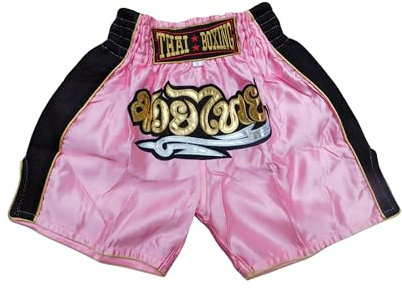 Generisch Rosa Schwarz Größe M Sportliche Junior Short für Muay Thai Boxen - Ideale Kickboxen Hose für Jungen und Mädchen (Kinder)- Perfekt für Gym, Sport und Fitness