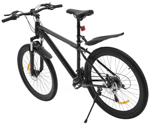CLEADONG Bicicleta de montaña plegable de 26 pulgadas, 21 velocidades, altura ajustable con frenos de disco delanteros y traseros, unisex, color negro
