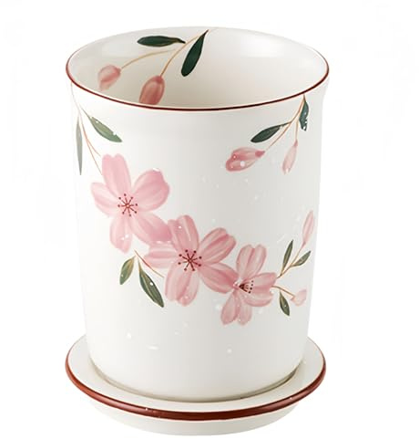 Dowbom Portautensili da cucina per piano di lavoro, organizer per spatole, utensili da cucina in ceramica, portaposate, supporto per bacchette da cucina (fiore, 10,9 cm)