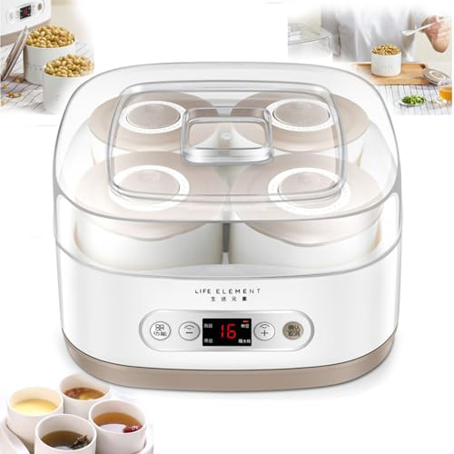 Máquina de yogur de temperatura ajustable, fermentador eléctrico de Natto, contenedor automático + resistente a altas temperaturas y control de panel inteligente, para hogar/bar