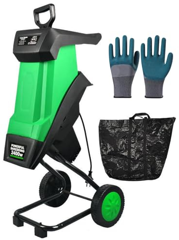 FAcoLL Garden Shredder, 2400W Electric Wood Chipper with 50L Collection Bag, Garden Cleaning Tool for Efficient Yard Cleanup, for Garden Debris Leaves Branches