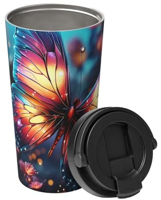 Coffee Mug Vacuum Insulated Tumbler with Lid Spill Proof Stainless Steel Coffee Tumbler Butterfly in the Milky Way Coffee Cup Double Wall Insulated Cup for Travel Reusable Car Cup for Coffee