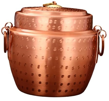 perfk Outdoor Picnic Copper Pot Cooking Rice Pot Shabu Shabu Pot Practical Stockpots Cookware for Home Kitchen Camping Cooking, 22cm