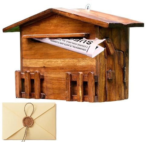 Cassetta Postale Cassetta delle Lettere Cassetta delle Lettere A Muro, Cassetta delle Lettere retrò in Legno, Cassetta Postale per Suggerimenti Antipioggia, Cassetta delle Lettere per La Casa in