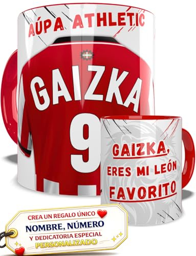 Taza Athletic Personalizada Fútbol Nombre Número Y Dedicatoria Equipaciones Cerámica, Regalo Original Para Dia del padre Cumpleaños Aficionados Equipos Bilbao Tazas Parsonalizadas Microondas Té Café