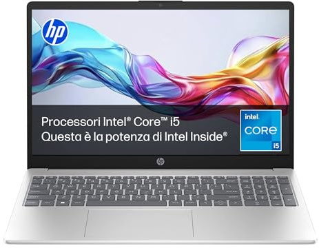 HP Laptop 15-fd0012sl, Intel Core i5-13345U, Intel Evo, RAM 16GB DDR4, SSD 512GB, NVIDIA MX570A da 2GB, Display 15.6” FHD IPS 300 Nits, Antiriflesso, Wi-Fi, 1080p TNR Privacy Cam, Windows 11, Argento