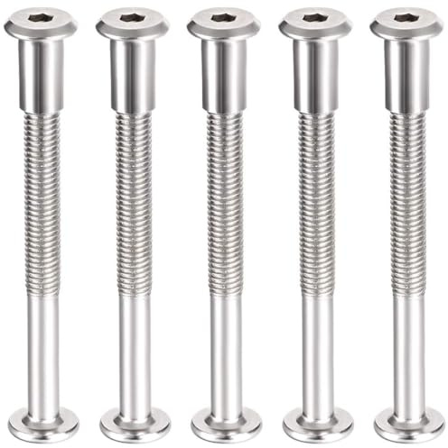 TA-VIGOR M8 Furniture Connector Bolts and Nuts, M8 x 90mm Hex Sleeve Nuts | 5 Sets Carbon Steel Connecting Screws, Binding Bolts for Bed Frame, Cupboard, Wardrobe, Worktop, Cabinet