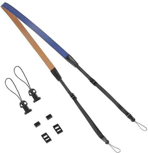 Windfromort Sangle Appareil Photo Réglable - Dragonne Appareil Photo à Détachement Rapide - Bandoulière Appareil Photo Universelle pour Reflex/DSLR/Compactes (Noir) (Bleu)