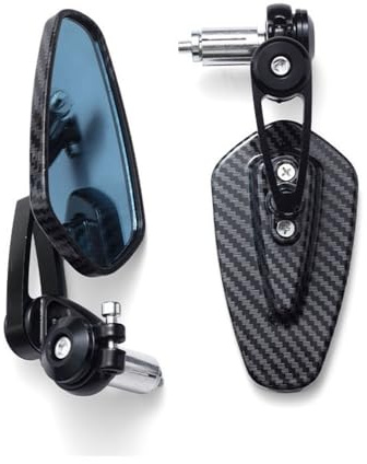 TANGSIYANG Retroviseur Moto Rétroviseur de Moto en Fiber de Carbone, Miroir de Guidon, rétroviseur inversé modifié, Accessoires de Moto Retro Moto(Black)