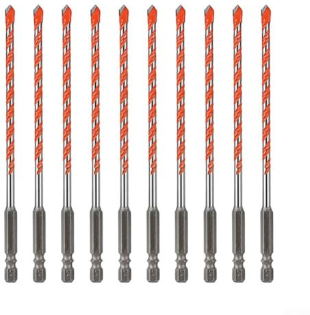 Yhenlovtt Professional Carbide Drill Bits Set 4mm Hex Shank Masonry Bits for Concrete Brick Glass Construction Drilling Tools 10 Pieces
