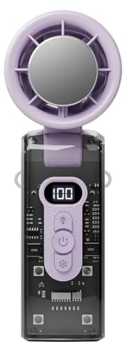 Kexpery Ventilador plegable personal con LED brillantes y recargables, mini turbo eléctrico para exteriores y viajes