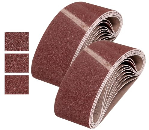 QUARKZMAN 24Pz Nastri Abrasivi 76mm x 457mm Grana Carta Vetrata Lucidatura | Ossido di Allumina, Grana 40/60/80, per Levigatrice, per Lavorazione Legno, Metalli, Affilatura Coltelli
