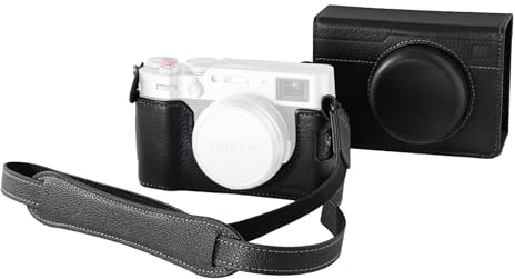 SMALLRIG Ledertaschen-Set für FUJIFILM X100VI, inklusive Leder-Halbtasche, Klappdeckel und Schultergurt, Echtleder, tragbar und schützend, Schwarz – 5622 | Echtes Ledermaterial, tragbar und schützend (schwarz)