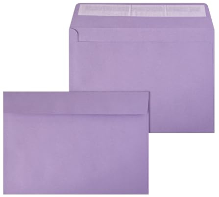 Netuno 50 stora lila kuvert DIN C5 16,2 x 22,9 cm 120g eleganta stora kuvert A5 för bröllop julinbjudningar