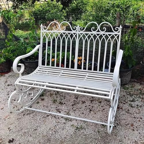 Chaise à bascule en fer forgé pour extérieur, terrasse, banc de jardin élégant, mobilier de loisirs, parfait pour la détente et la décoration, solution d'assise confortable