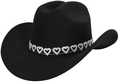 Boland – Cowboyhut Jamie mit Herzen, Western Hut für Mottoparty oder Karneval, Zubehör für Faschingskostüme, JGA und Festival