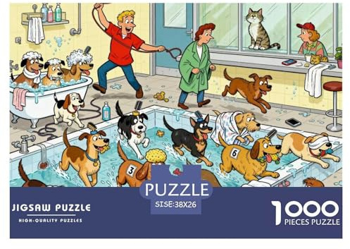 Pet Shop Area lavaggio cani Puzzle in Legno Impermeabile Puzzles Da 1000 Pezzi Per Adulti Divertenti Giochi Educativi