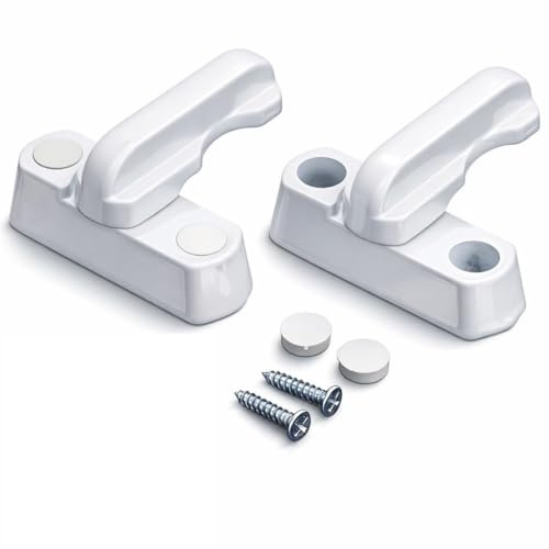 2 Pcs Window Locks Door Security for UPVC Windows and Doors, Durable Sash Window Locks Easy to Install for Home Door Security and Letterbox Lock Safety Solutions (White)