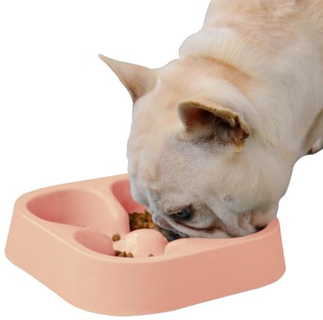 French Bulldog Slow Feeder Dog Bowl - Four-Leaf Clover Anti-Choking Healthy Food Water Bowl for Dogs & Cats
