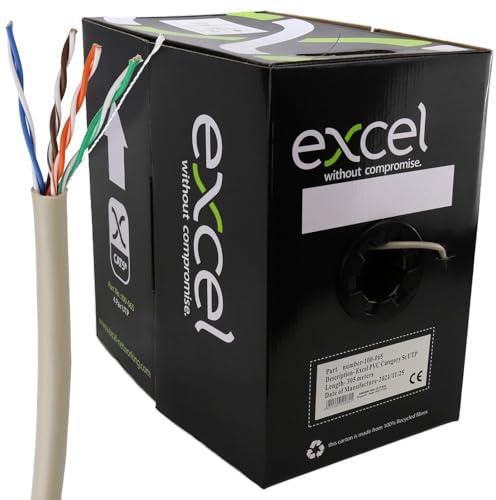 kenable Excel Copper Cat5e Network Cable U/UTP PVC Euroclass Eca 305m Grey