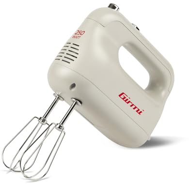 Girmi SB43 Sbattitore Elettrico, 250W, 5 Velocità, 2 coppie di fruste INOX, Beige Opaco